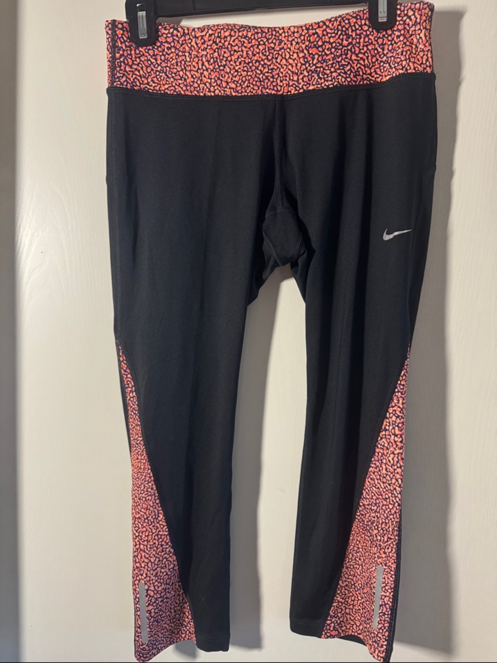 Nike Black Leggings with Coral and Navy Leopard Print